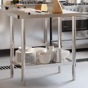 Kitchen Work Table with Backsplash 82.5x55x93 cm Stainless Steel