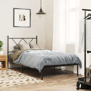 Metal Bed Frame without Mattress with Headboard Black 90x190 cm