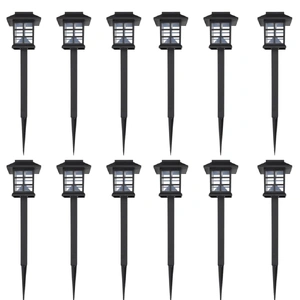 Outdoor Solar Lamp LED Light Set 12 pcs with Spike 8.6 x 8.6 x 38 cm