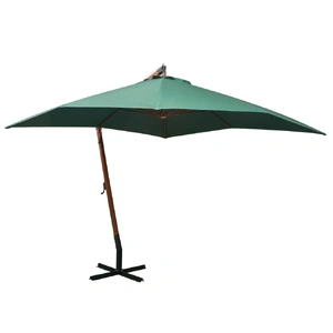 Hanging Garden Parasol 300x300 cm Wooden Pole Green