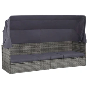 Garden Bed with Canopy Grey 205x62 cm Poly Rattan