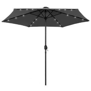 Garden Parasol with LED Lights&Aluminium Pole 270 cm Anthracite