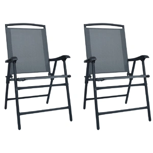 Folding Garden Chairs 2 pcs Texilene Grey