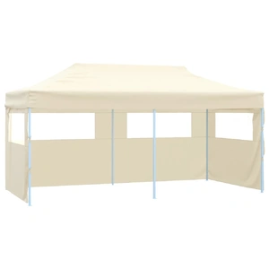 Professional Folding Party Tent with 4 Sidewalls 3x6 m Steel Cream