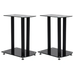 Aluminum Speaker Stands 2 pcs Black Safety Glass