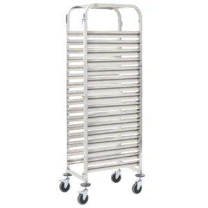 Kitchen Trolley for 16 Trays 38x55x163 cm Stainless Steel