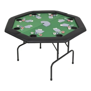 8-Player Folding Poker Table 2 Fold Octagonal Green