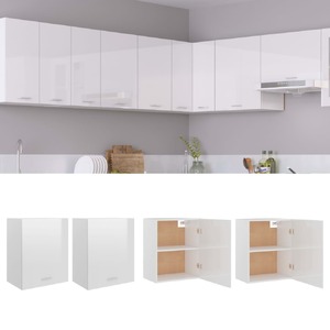 Hanging Cabinets 2 pcs High Gloss White 50x31x60 cm Engineered Wood