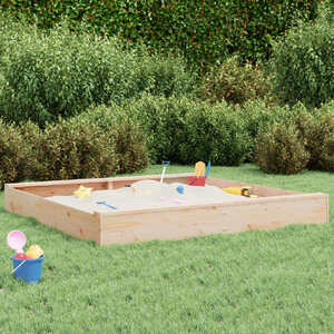 Sandbox with Seats Square Solid Wood Pine