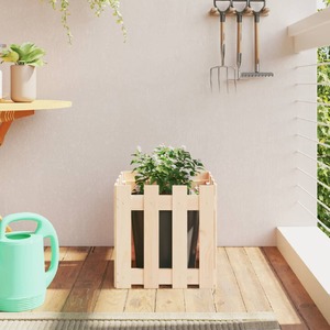 Garden Planter with Fence Design 40x40x40 cm Solid Wood Pine