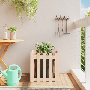 Garden Planter with Fence Design 50x50x50 cm Solid Wood Pine