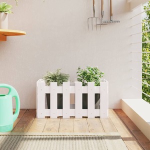 Garden Planter with Fence Design White 60x30x30 cm Solid Wood Pine
