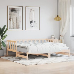 Day Bed with Trundle without Mattress 90x190 cm Solid Wood