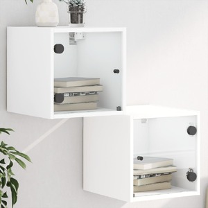 Bedside Cabinets with Glass Doors 2 pcs White 35x37x35 cm