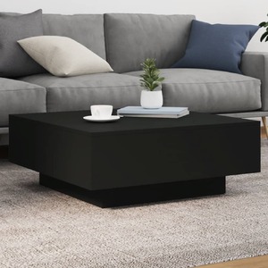 Coffee Table with LED Lights Black 80x80x31 cm