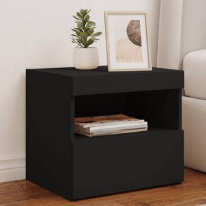 Bedside Cabinets with LED Lights 2 pcs Black 50x40x45 cm