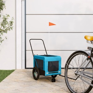 Pet Bike Trailer Blue and Black Oxford Fabric and Iron