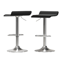 2x Bar Stools Faux Leather Chair Black