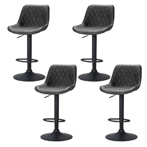 Artiss 4x Bar Stools Gas Lift Vintage Leather Black