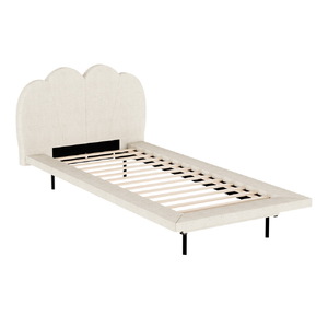Bed Frame Single Size Boucle Beige