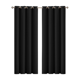 2x Blockout Curtains Panels 3 Layers Black CD1003-140X230-BK