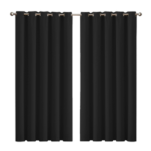 2x Blockout Curtains Panels 3 Layers Black