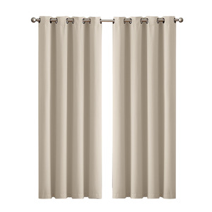 2x Blockout Curtains Panels 3 Layers Beige CD1003-300X230-GY