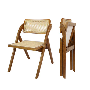  2X Foldable Rattan Dining Chairs Walnut