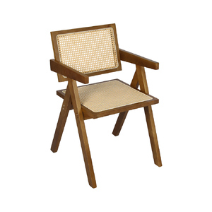  1x Walnut Wicker Armchair Dining Chair