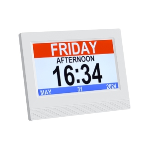 7" Digital Day Clock Calendar Alarm White