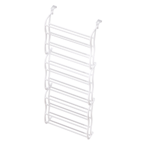 Shoe Rack 12-tier 24 Pairs Wall Mounted Metal Plastic Shoe Shleves White