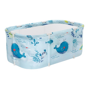 Foldable Bathtub PVC Spa Bucket Inflatable Cushion 113x61cm Blue