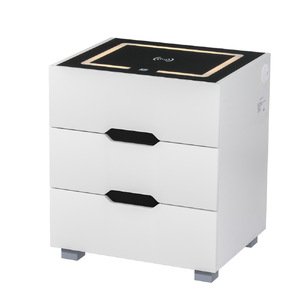 Smart Bedside Table 3 Drawers with Wireless Charging Ports LED White ADAD