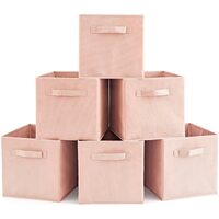 Pack of 6 Foldable Fabric Basket Bin Storage Cube for Nursery, Office and Home Décor