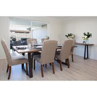 Begonia Dining Set 180cm Live Edge Table Fabric Chair Mango Wood