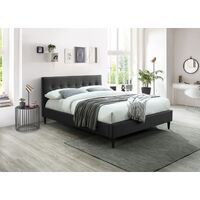 Manoora Bed Frame Timber Mattress Base Fabric Upholstered - Grey