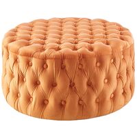 Cosmos Tufted Velvet Fabric Round Ottoman Footstools