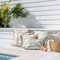 Cushion Cover-Coastal Fringe Natural-Hampton Stripe Beige