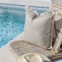 Cushion Cover-Coastal Fringe Natural-Palm Cove Beige