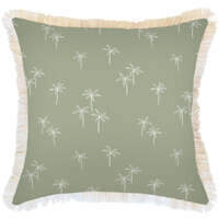 Cushion Cover-Coastal Fringe Natural-Palm Cove Sage