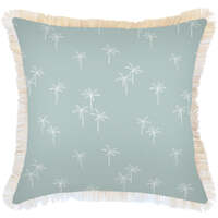 Cushion Cover-Coastal Fringe Natural-Palm Cove Seafoam