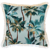 Cushion Cover-Coastal Fringe Natural-Palm Trees Seafoam