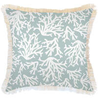 Cushion Cover-Coastal Fringe Natural-Coastal Coral Seafoam