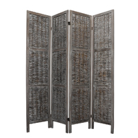 Sherborne Room Divider Screen Privacy Rattan Timber Fold Woven Grey