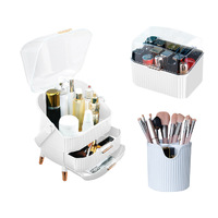 Cosmetic Jewelry Storage Organiser Set Makeup Brush Lipstick Skincare Holder Jewelry Storage Box with Handle