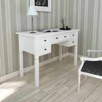 White Writing Desk with 5 Drawers