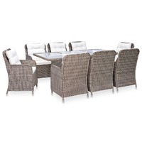 9 Piece Outdoor Dining Set Poly Rattan