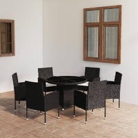 7 Piece Garden Dining Set Poly Rattan