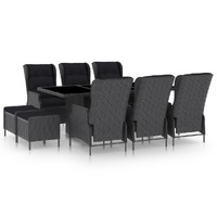 9 Piece Outdoor Dining Set with Cushions Poly Rattan