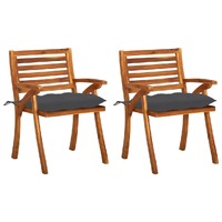 Garden Dining Chairs with Cushions Solid Acacia Wood